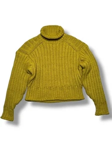 H&M Ladies Mustard Chunky Wool Turtleneck Jumper Sweater XS VGC - Picture 1 of 10