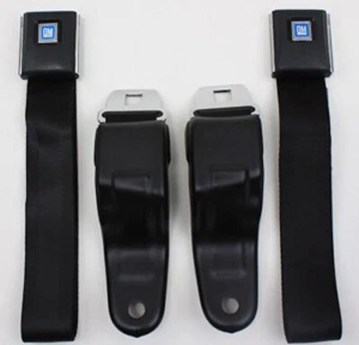 For 1967-69 Camaro Firebird Black Lap Seat Belt Retractable Front Seatbelt Set - Image 1 of 4