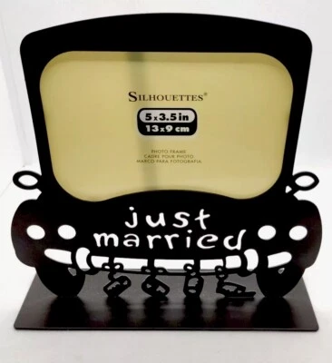 NUEVO Marco de fotos siluetas recién casadas negro para fotos de boda de 3,5" X 5" Foto 1 de 2