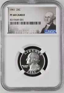 1961 Washington Quarter 25C NGC PF68 Cameo - Picture 1 of 2