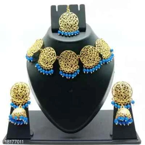 Super Quality Blue  Flower Style Blue Coin Set With Pearl Necklace Set - Picture 1 of 3