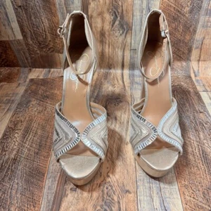 Jessica Simpson Women's Gold Strappy Heels-10 - Picture 1 of 5