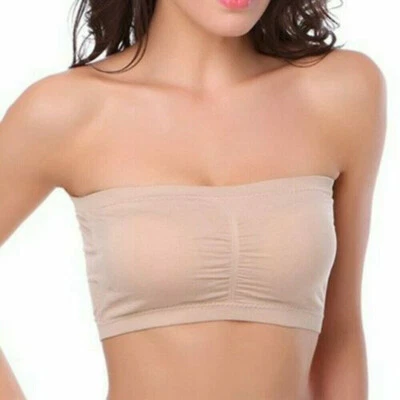 S-6XL Bandeau Bra Soft Strapless Stretch Bra Womens Fashion Boob Tube Nude Bra - Image 1 of 2