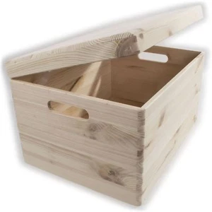 XLarge Wooden Storage Box /40x30x23cm/ Made Of Natural Pinewood / Lid & Handles - Picture 1 of 11