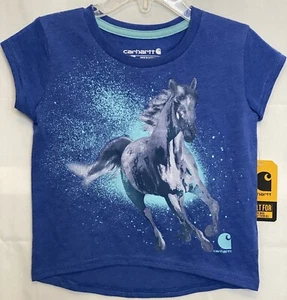 Girls Carhartt Blue Horse Hi/Low T-Shirt Sz 2T NWT! - Picture 1 of 3