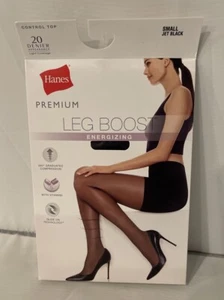 Hanes Premium Leg Boost Women’s Small Jet Black Control Top 20 Denier Tights - Picture 1 of 2
