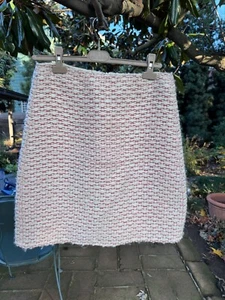 Bottega Veneta wool silk tweed cream light coral skirt IT 44 M - Picture 1 of 8