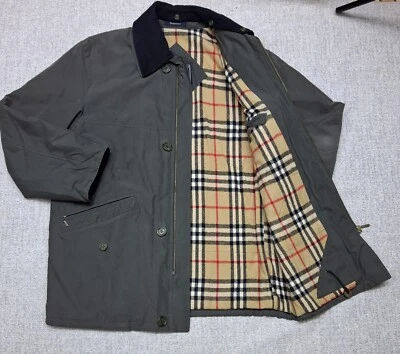 Vintage Burberrys Overcoat Winter Jacket Blue Nova Check Wool Lined Men Size 48 - Image 1 of 4