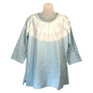 Sport Savvy Tie-Dye French Terry 3/4 Sleeve Tunic Size M A476757 SOFT SKY BLUE - Picture 1 of 2