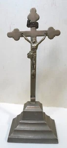 Antique CATHOLIC CRUCIFIX for HOME SHRINE / ALTAR Metal Made in Germany 8.75" T - Picture 1 of 8