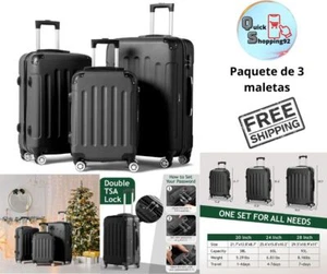 Maletas De Viaje Juego De 3 Maletas Rígidas Con Ruedas Giratorias Con Cerradura - Picture 1 of 10