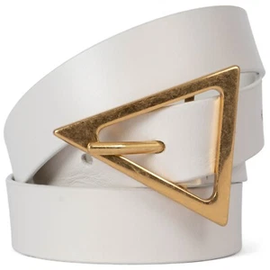 70717 auth BOTTEGA VENETA cream leather TRIANGLE 24MM Belt 80 - Picture 1 of 6