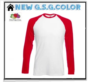 Camiseta T-Shirt De Béisbol De Manga Larga 100% Algodón Fruit Of The Loom - Imagen 1 de 6