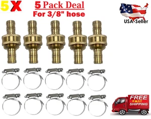 3/8" Garden Brass Mender End Repair Kit Hose Connector Male Female 5 PACK - Picture 1 of 10