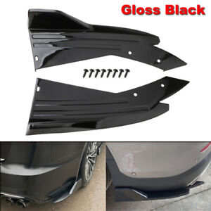2pcs Gloss Black Car Rear Bumper Spoiler Diffuser Wrap Angle Splitter Canards