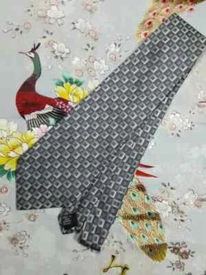 Crazy Horse Necktie 57" X 3 3/4" Gray Tones, Geometric. SB-10 - Image 1 of 4