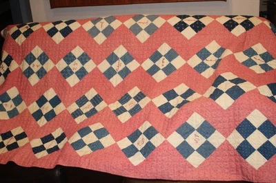 Vintage NINE PATCH Quilt 1930's 83" X 68" - Image 1 of 4