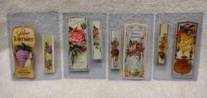 Lote de 8, 4 juegos de 2 etiquetas antiguas de agua de inodoro papel floral efímero excelente estado - Imagen 1 de 6