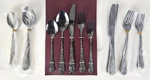 20PC Hagary Glossy Black Dragon Flatware Silverware Set Four 5PC Place Setting - Picture 1 of 5