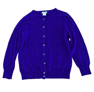 J. Cardigan Crew 100% Cashmere Peso Piuma Viola Blu 23241 Donna Taglia S - Foto 1 di 7