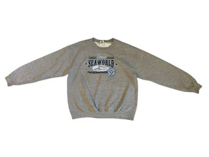 Vintage Seaworld Shamu Gray Graphic Print Sweater Size Large - Picture 1 of 8