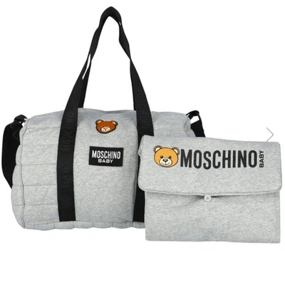 NWD$590 MOSCHINO Grey Teddy Logo Baby Duffel Changing Bag - Image 1 of 4