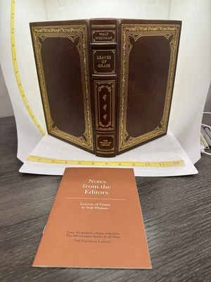 Franklin Library  Leaves of Grass by Walt Whitman 100 Greatest 1981 W/notes - Image 1 of 4