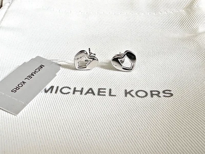 NEW Michael Kors Precious Metal-Plated Sterling Silver Heart Stud Earrings, NWT - Image 1 of 4