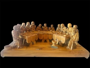 MCM Olive Wood Carving Jesus Christ "The Last Supper" Albert Zacharia Bethlehem - Picture 1 of 15