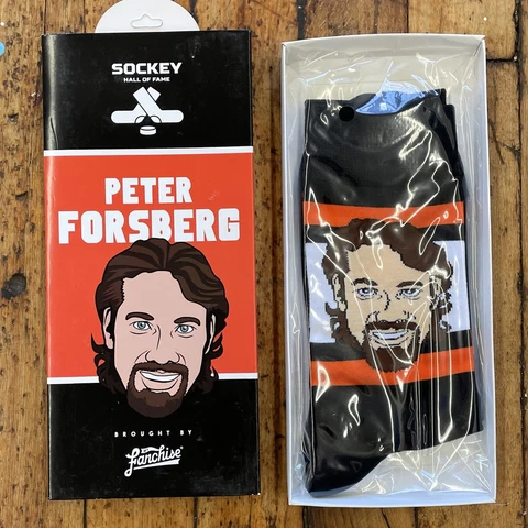 PETER FORSBERG Major League Full-Color Original Caricature Socks Size 7-12 Cover