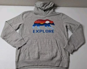 Eddie Bauer Hoodie Boys L 14-16 Gray Graphic Bear Explore Long Sleeve Kids - Picture 1 of 5