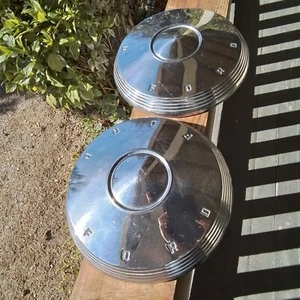 Pair 1961 FORD 10.5" 'DOG DISH' HUBCAPS - Picture 1 of 4