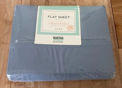 Sábana plana Martha Stewart azul agua cama doble 2004 MSE NUEVA Foto 1 de 2