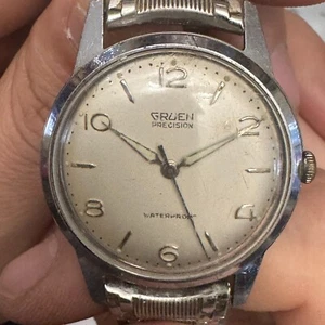 Gruen Precision 17 Jewel Herren Mechanische Armbanduhr 510 RSS Chrom FUNKTIONIERT NICHT - Bild 1 von 5