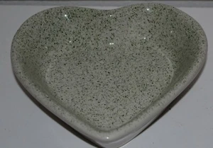 Heart Shaped Green Speckled dish ~ Made in Portugal ~ #957 - Picture 1 of 3