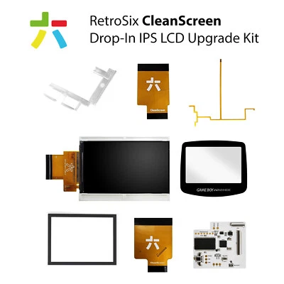 FÜR NINTENDO RetroSix CleanScreen IPS LCD Upgrade Kit für Game Boy Advance GBA