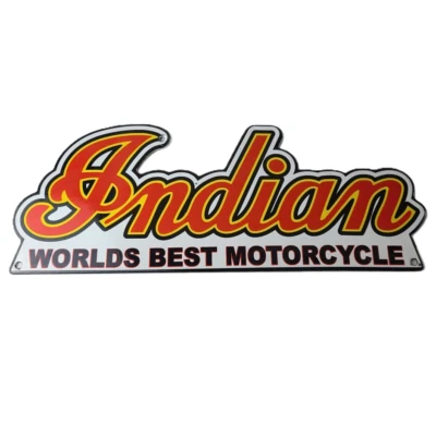Vintage Indian Motorcycle Sign - 15 Inch Porcelain World's Best Gas Pump Sign - Image 1 of 4