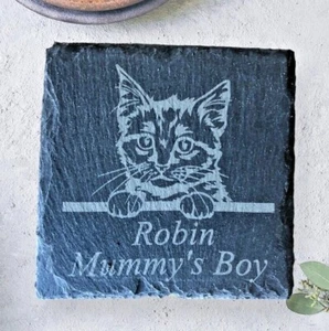 Montaña rusa de pizarra grabada con láser para gato personalizada, cualquier raza. - Imagen 1 de 52