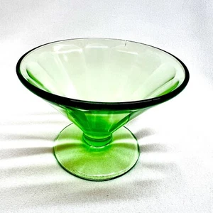 Vintage Green Depression Glass Dessert Dish Footed Bowl - Picture 1 of 11