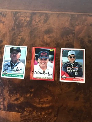 Jeff Gordon,  Rick Hendrick, Papa Joe Hendrick signed cards (3) - Image 1 of 2