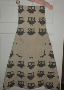 NICE Gray OWL APRON Greater Good Cooking HOOT Linen Blend - Imagen 1 de 4