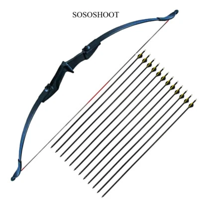 57 in Ambidextrous Takedown Recurve Bow 12Pcs Arrows Set Archery Right Left Hand - Image 1 of 4