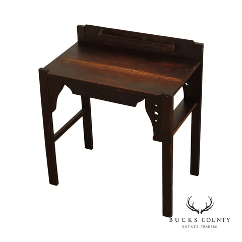 Cushman Antique Arts and Crafts Oak Writing Desk Cover