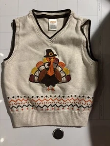 Embroidered Gymboree Thanksgiving Turkey Sweater Vest Size 7 - Picture 1 of 2