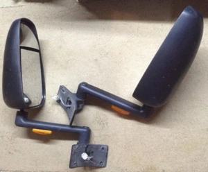 OVERHANG BUS MIRRORS 18"x9" HEADS AMBER SIGNAL ARMS HEAT POWER ADJUST 12V - Picture 1 of 9