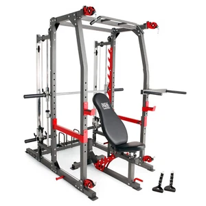Multi Gym Cage Smith Machine & Adjustable Weight Bench Home Fitness Marcy SM4903 - Picture 1 of 15