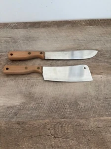 Regent Sheffield Butcher Block Cleaver and Butcher Knife - Picture 1 of 7