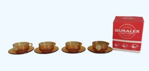 TASSE DURALEX BISTRO AMBRE VINTAGE LOT DE 4 TASSES NEUVES - Imagen 1 de 4