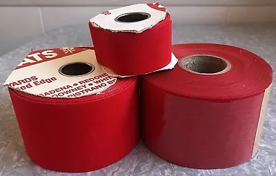 Vintage RED VELVET RIBBON SPOOLS (3) From STATS 2 1/2” & 1 1/2” - Image 1 of 4