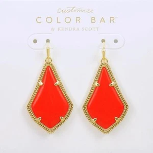 NWOT Kendra Scott Alex Bright Red Earrings Gold Tone - Picture 1 of 6